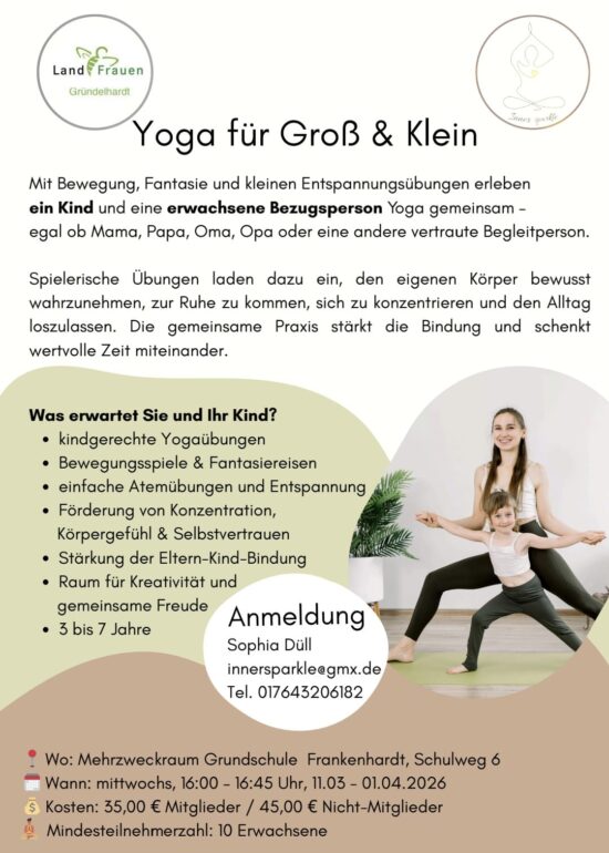 Neu: Yoga für Eltern & Kinder (gerne auch Großeltern oder andere Bezugspersonen)
